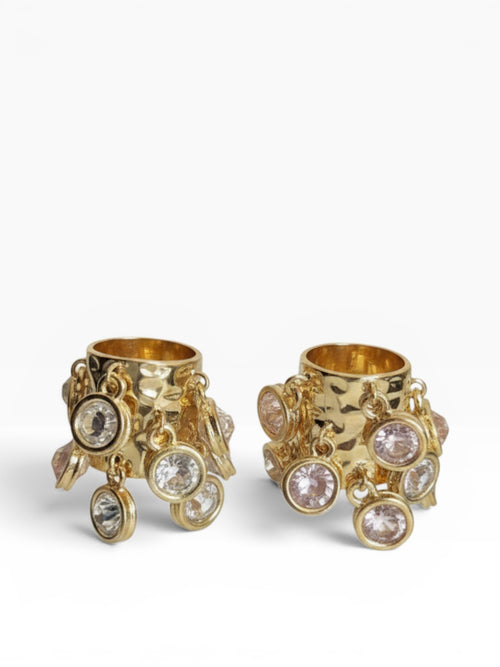 blynded Anouk gold-tone hammered statement ring with dangling crystal charms